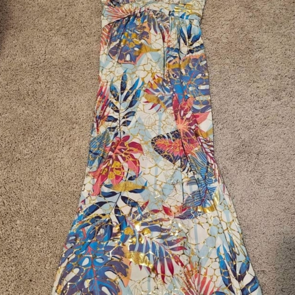 Floral Maxi Dress with Tropical Print